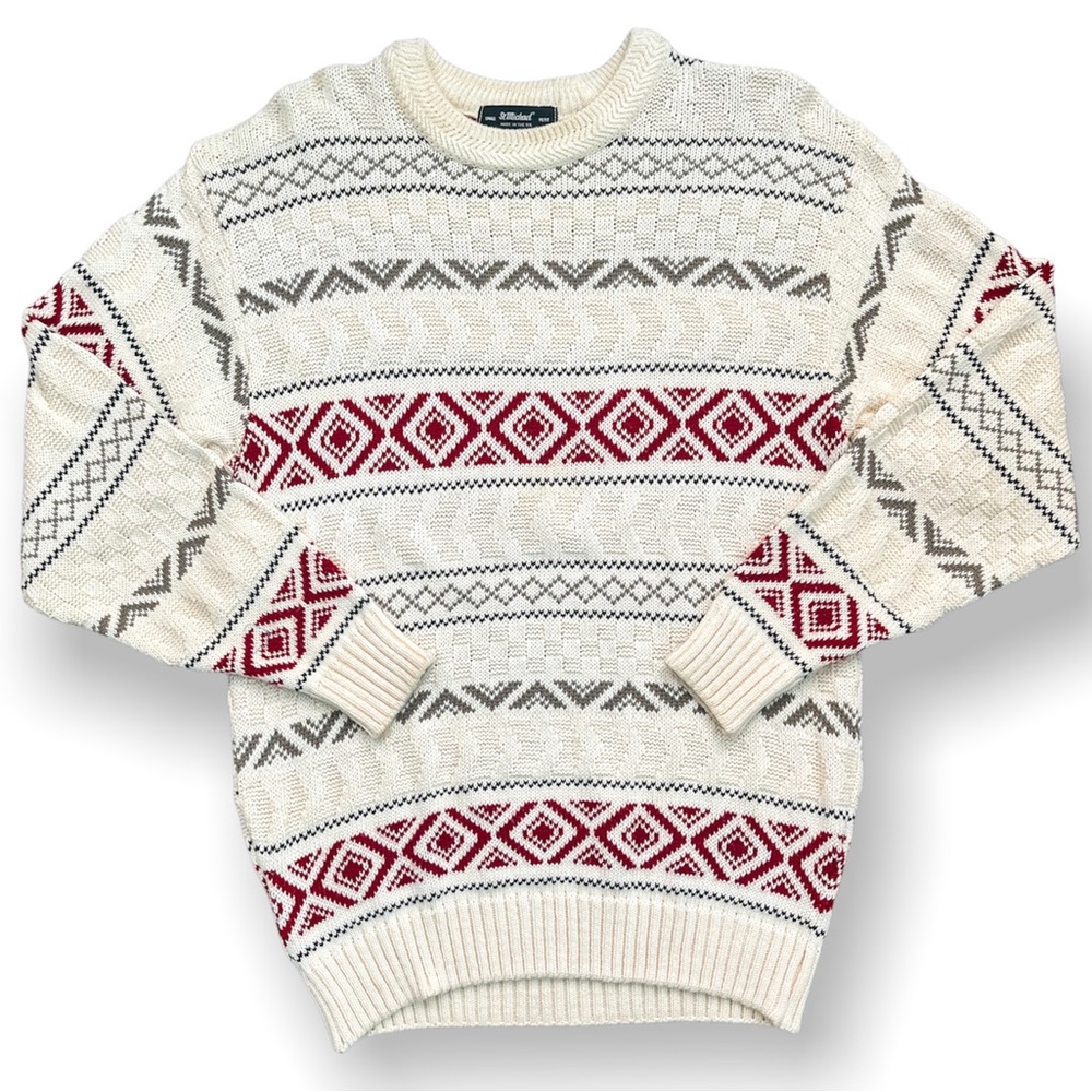 Small St Michael Cream and Red Knitted Christmas Sweater